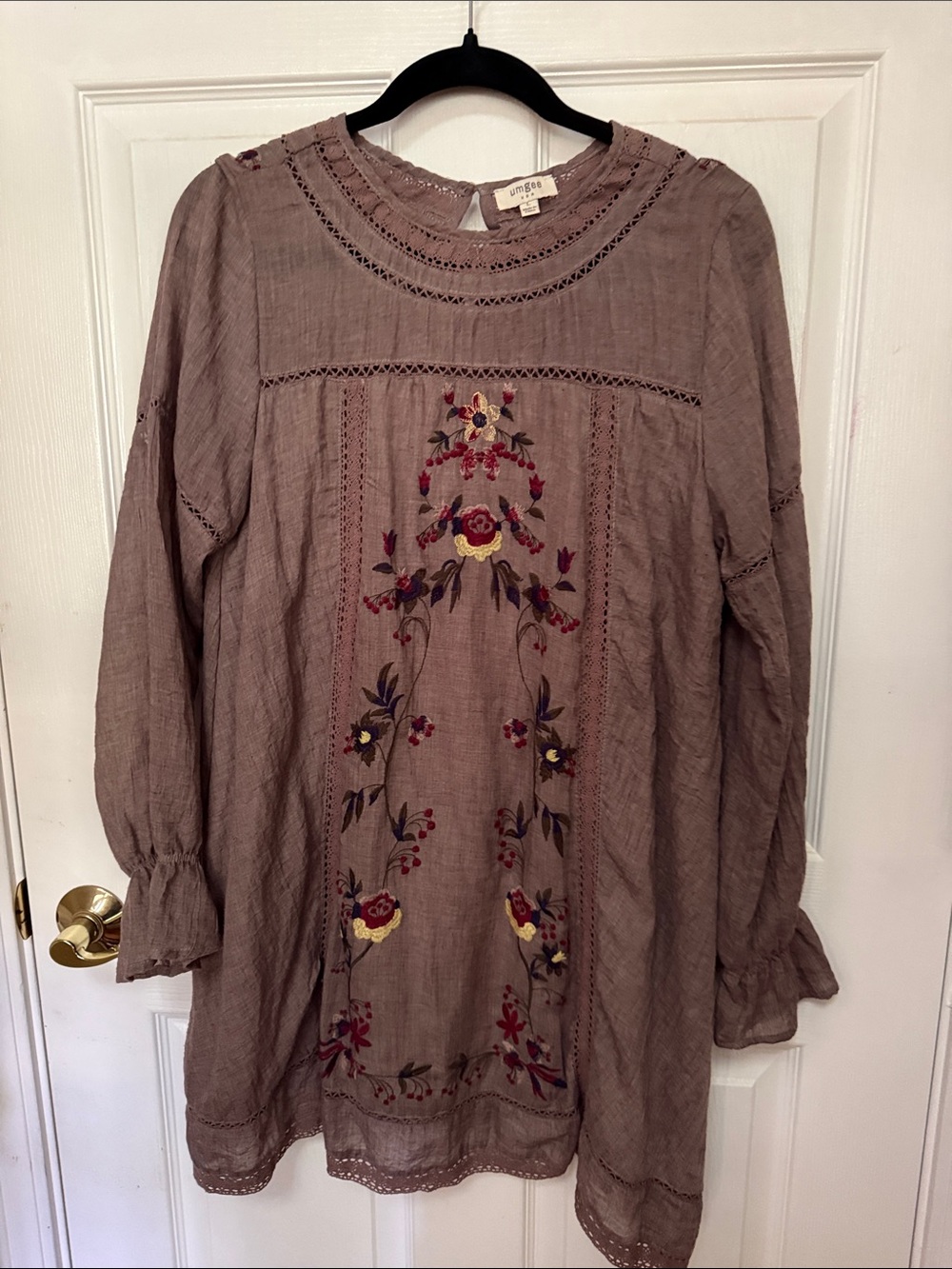 Umgee Mauve Taupe Embroidered Boho Tunic